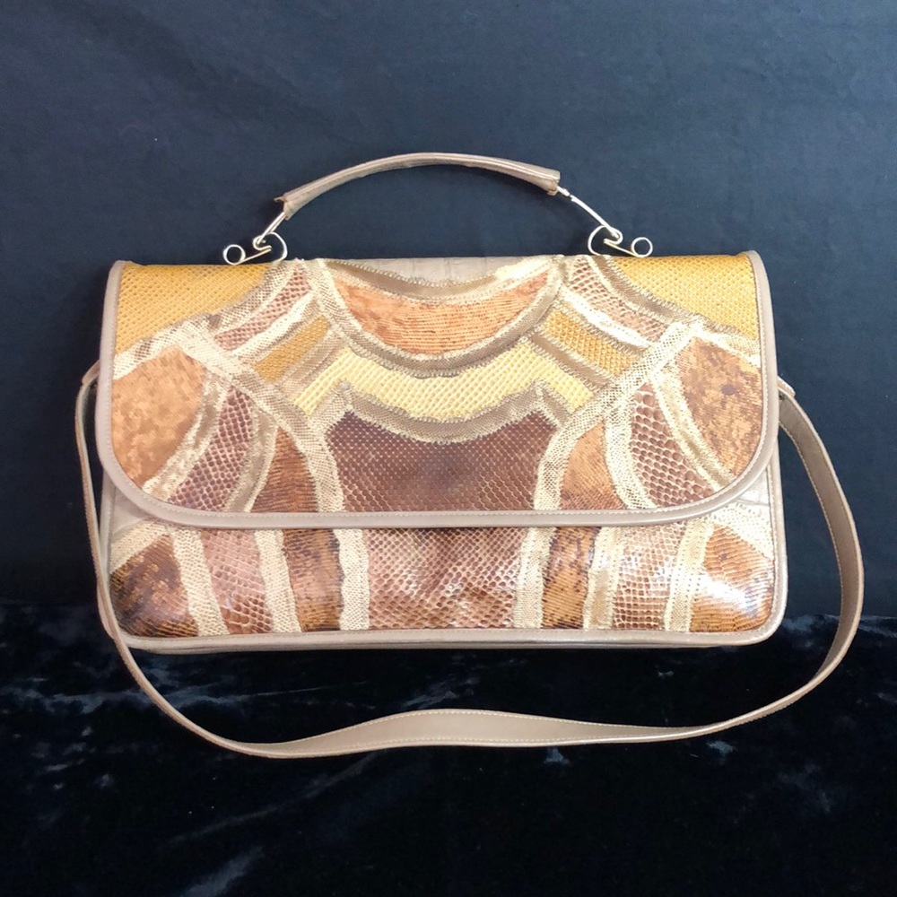 Beautiful Vintage Bags By Varon Snakeskin And Leather Purse/Messenger Bag